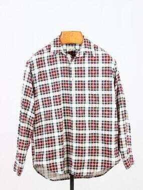 Vintage 90's J.CREW Tartan Plaid Cotton Flannel Button Down Shirt, Size M